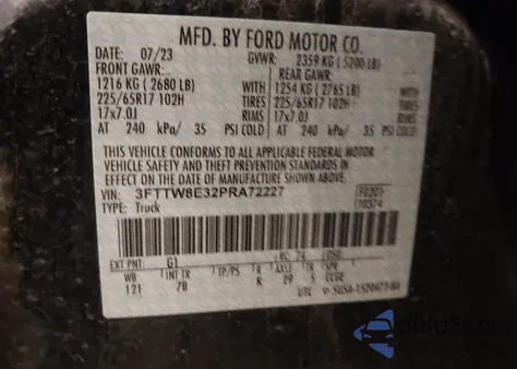 2023 Ford Maverick Xlt из США, поврежденный, VIN 3FTTW8E32PRA72227